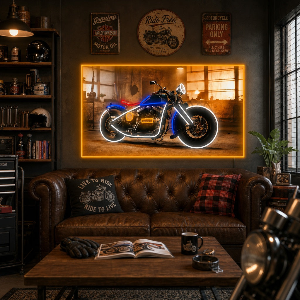 "Motocicletta Bobber d'epoca" Insegna al neon
