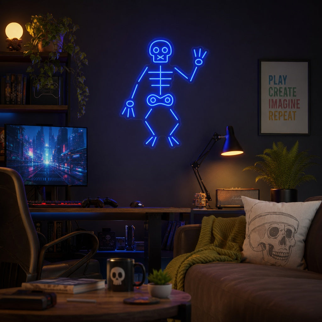 "Scheletro Che Saluta Ciao" Insegna al neon