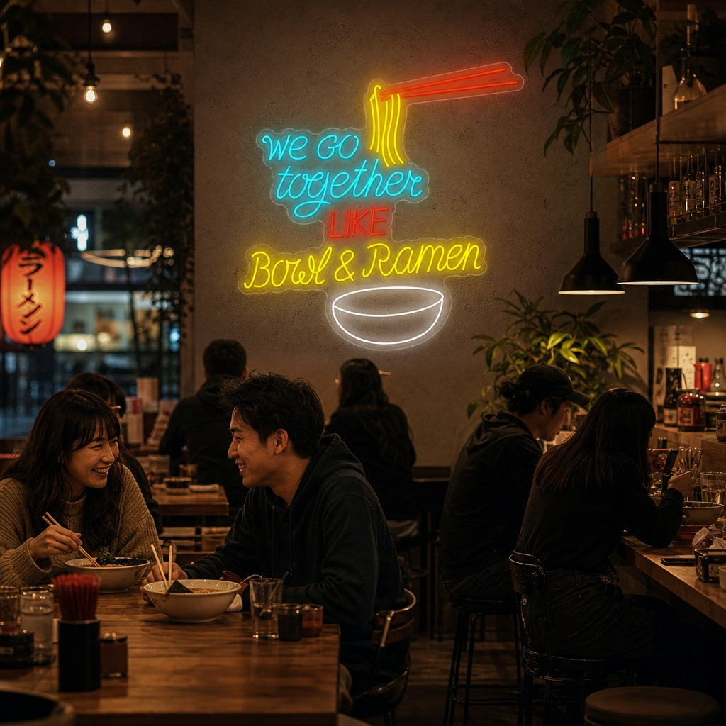 We Go Together Like Bowl And Ramen Insegna al neon, Decorazione ristorante giapponese