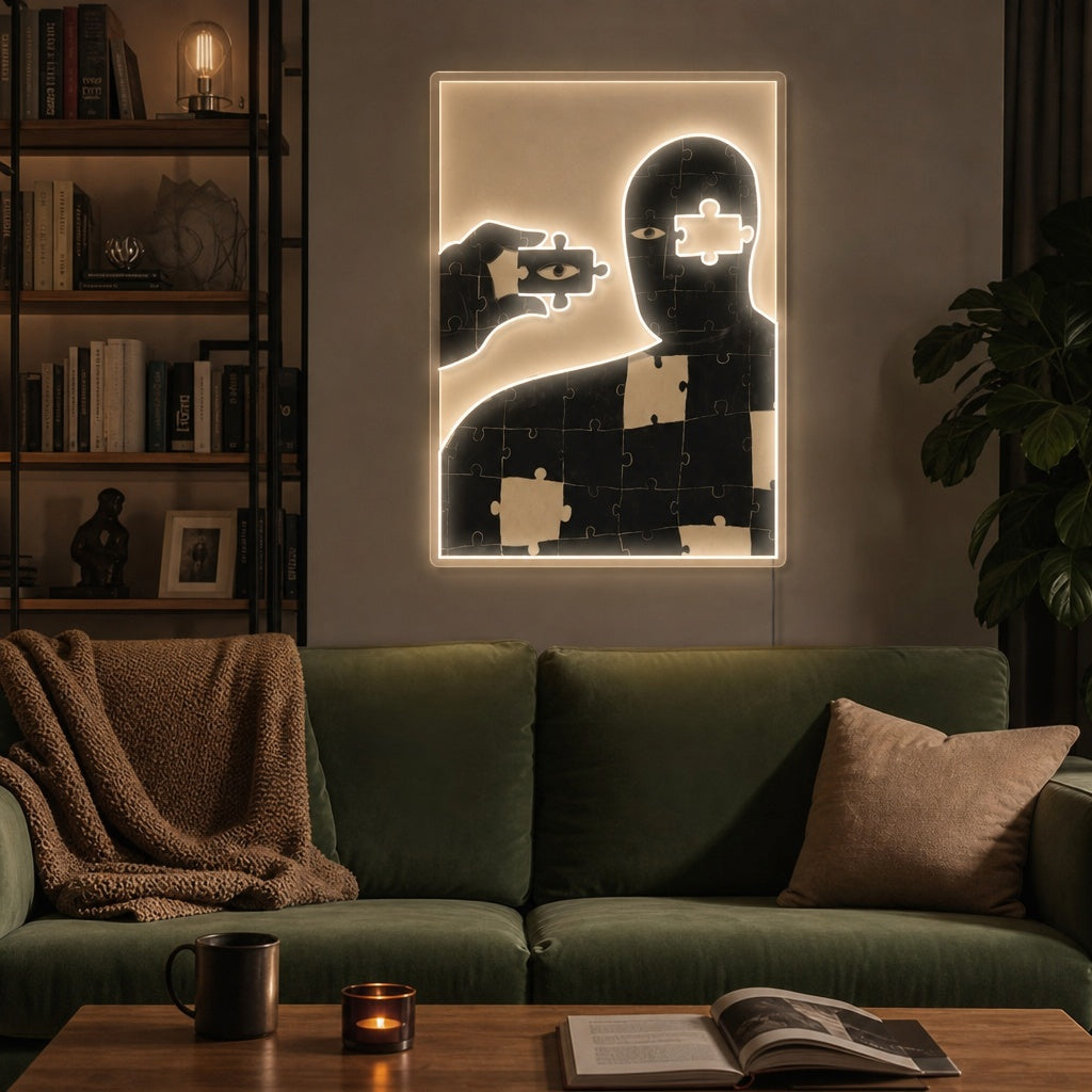 "Tutto puzzle" Insegna al neon a LED stampata con UV
