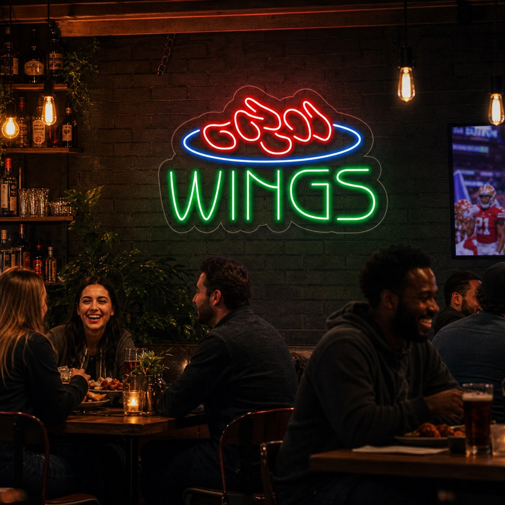 "Wings, Cibo" Insegna al neon