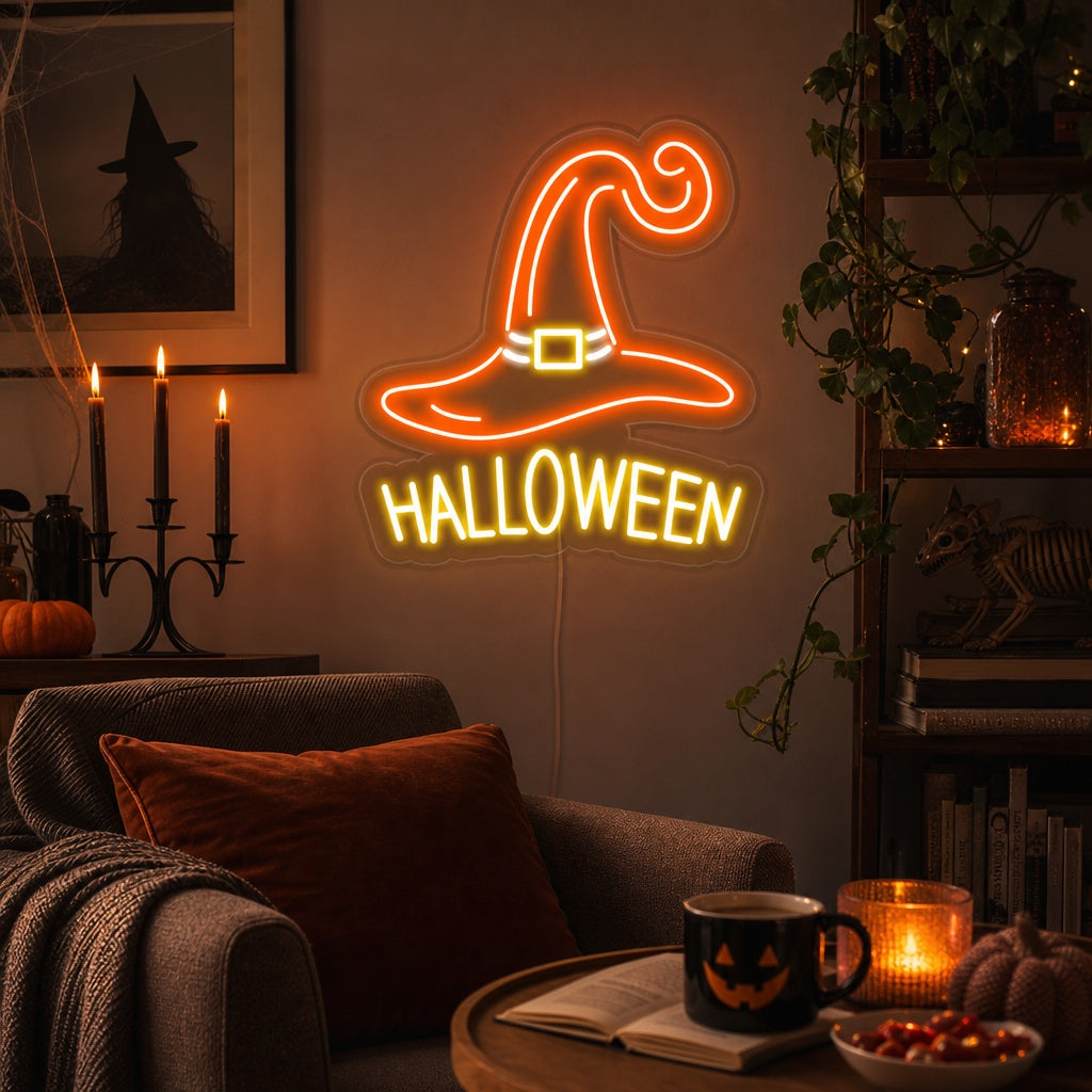"Cappello Da Strega, Halloween" Insegna al neon