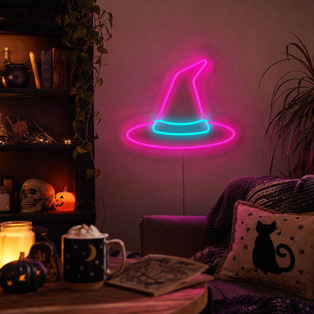 "Cappello Da Strega Mago Decorazione Di Halloween" Insegna al neon