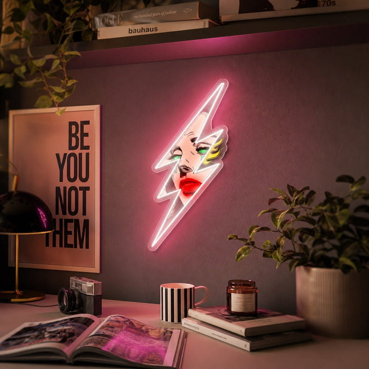 "Donna Flash" Insegna al neon a LED stampata con UV