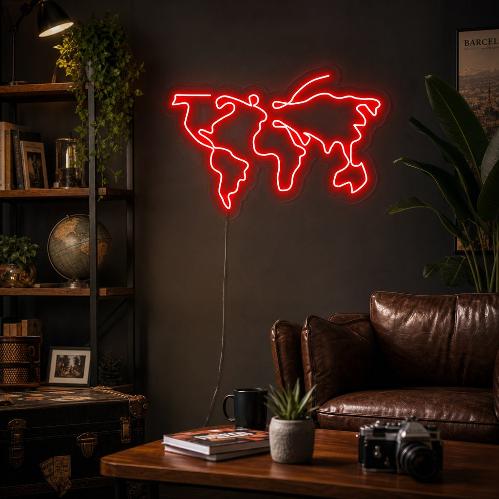 "Mappa Del Mondo" Insegna al neon