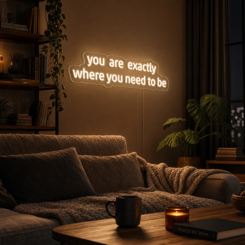 "You Are Exactly Where You Need To Be" Insegna al neon