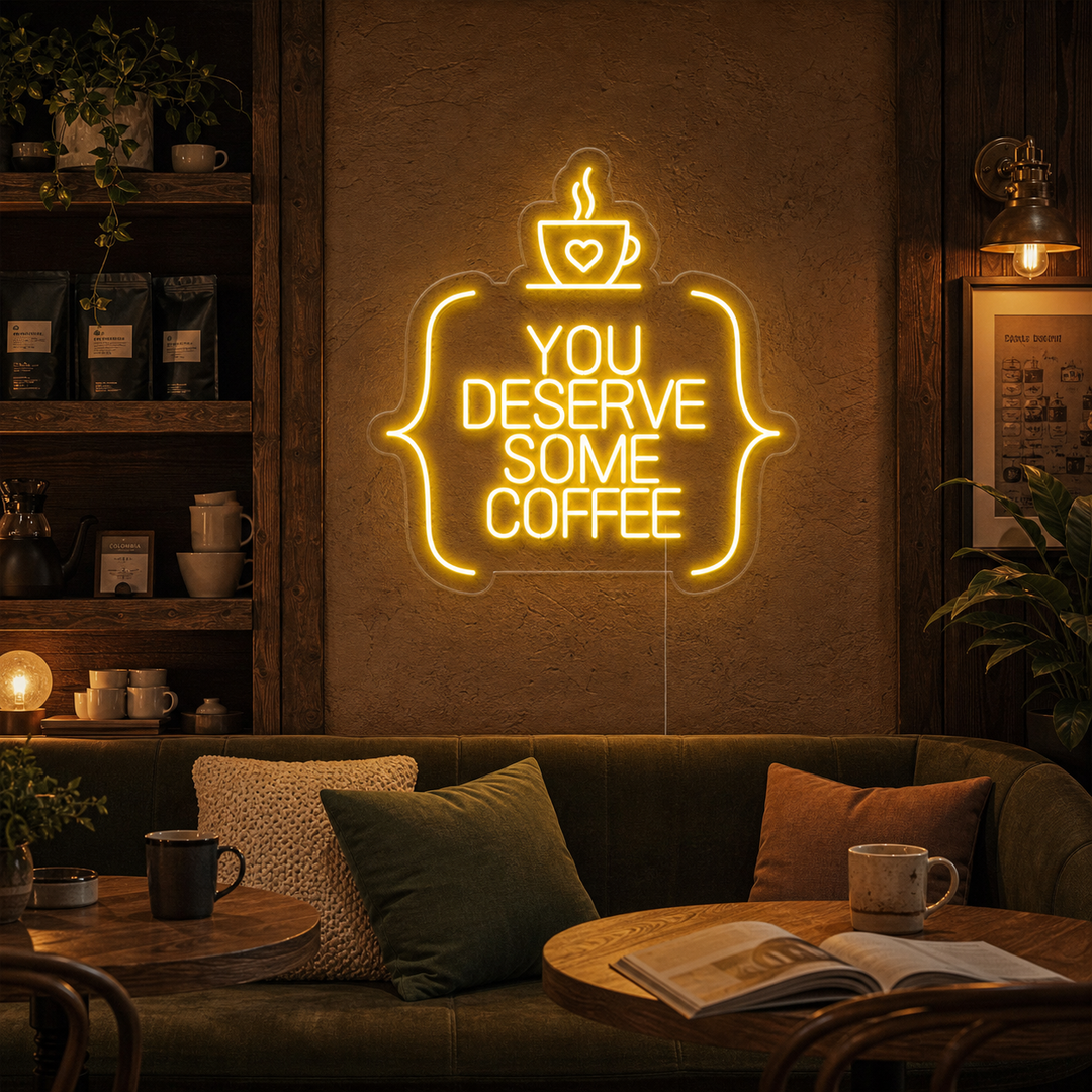 "You Deserve Some Coffee" Insegna al neon