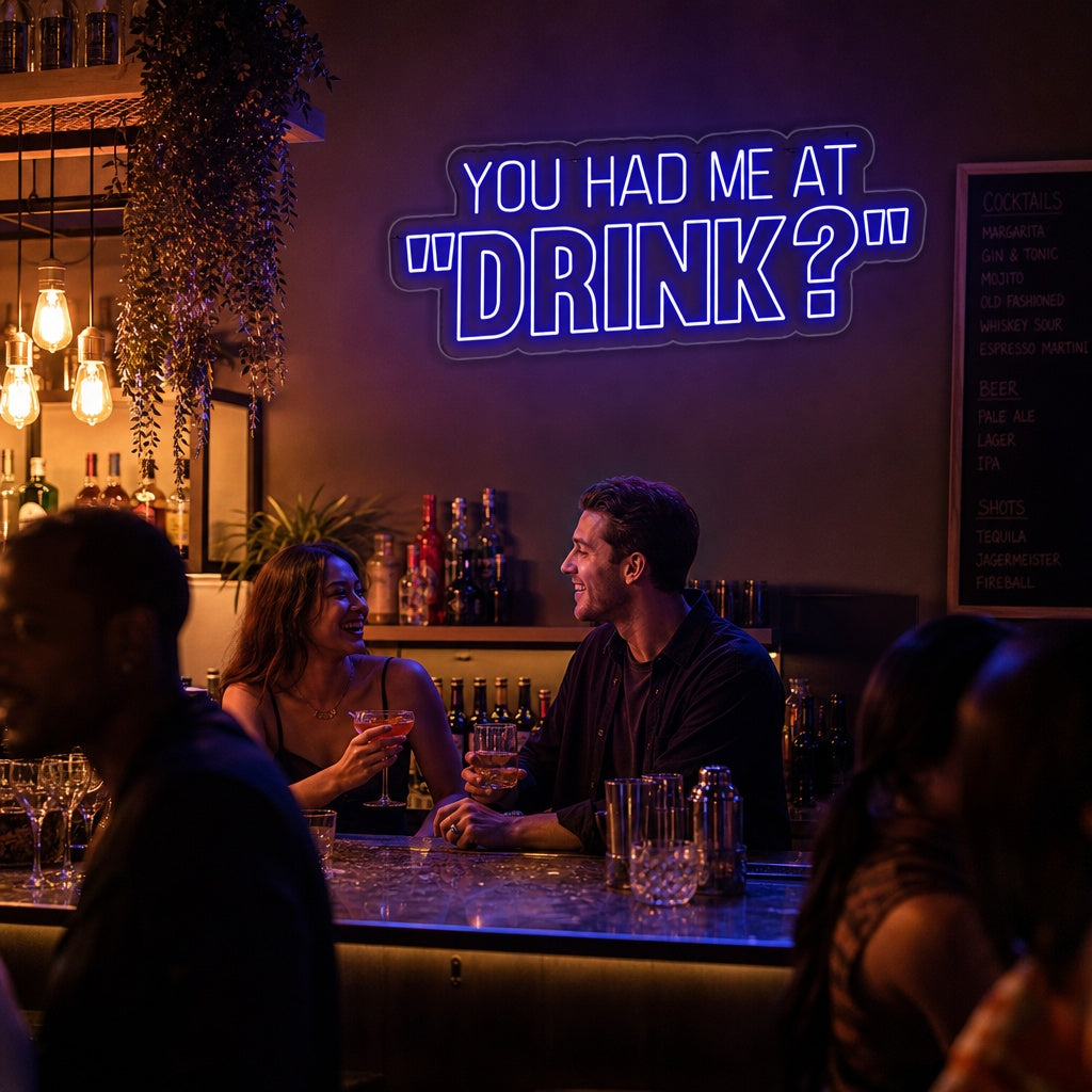 "Bar You Had Me At Drink?" Insegna al neon