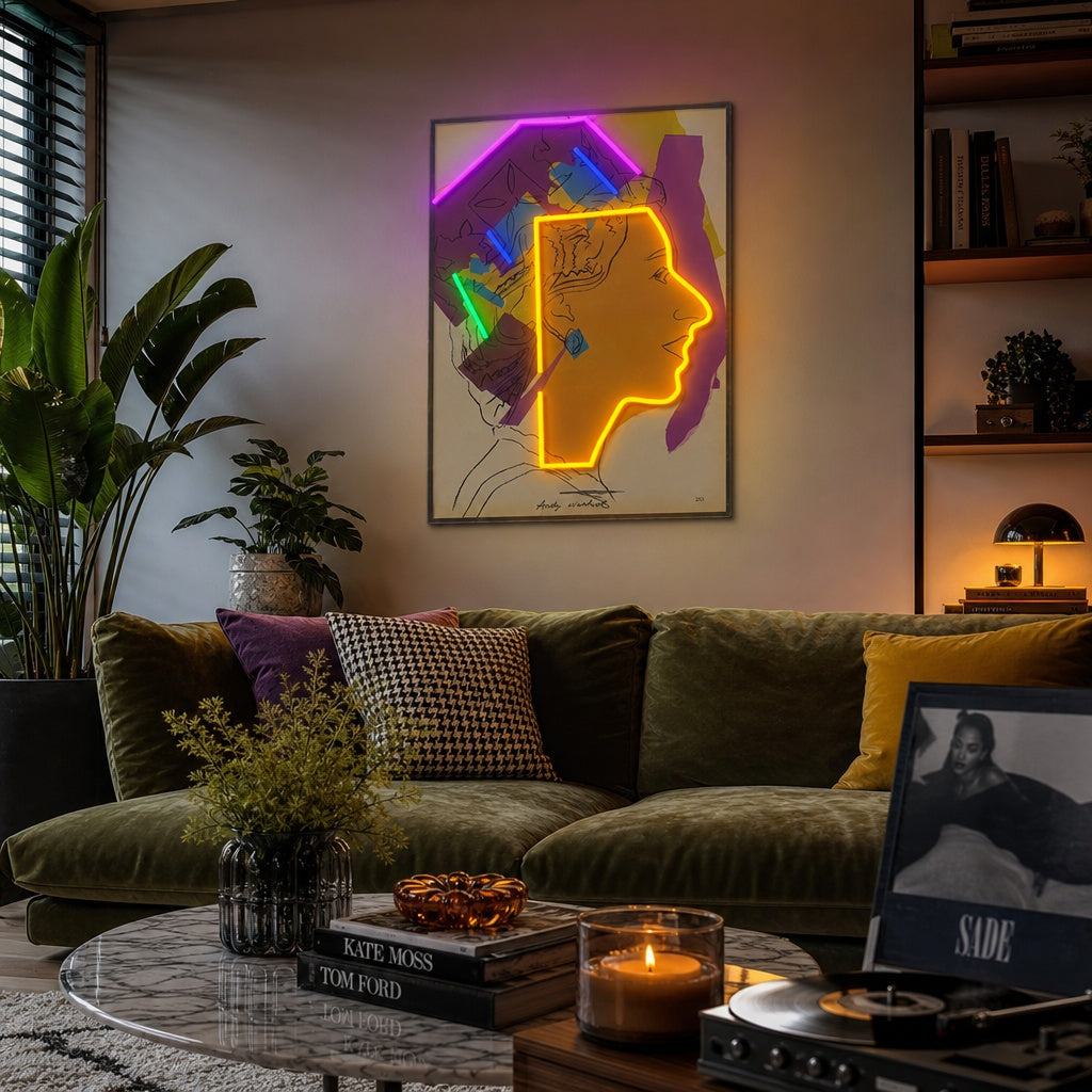 "Collage di Regina Pop Art Astratta" Insegna al neon