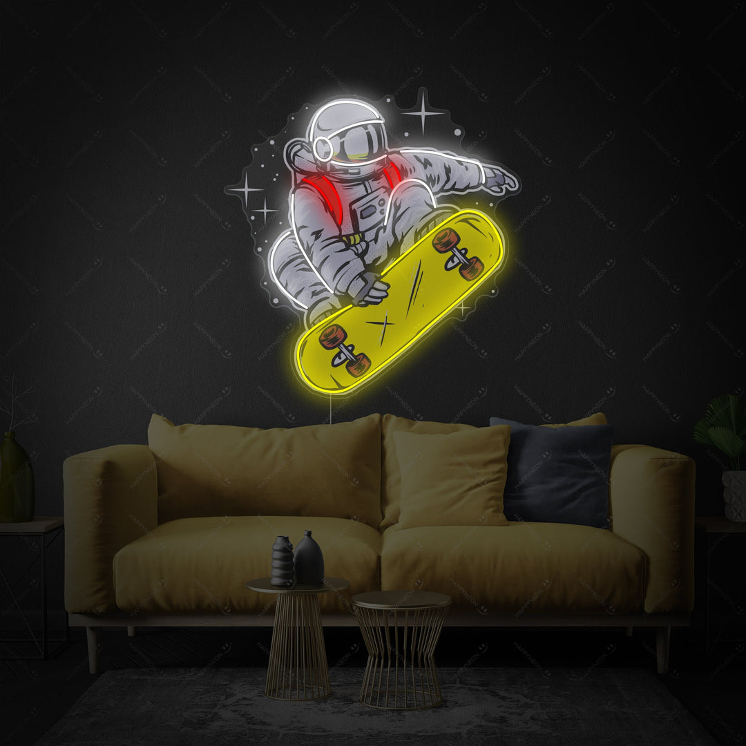 "Astronauta su skateboard" Insegna al neon