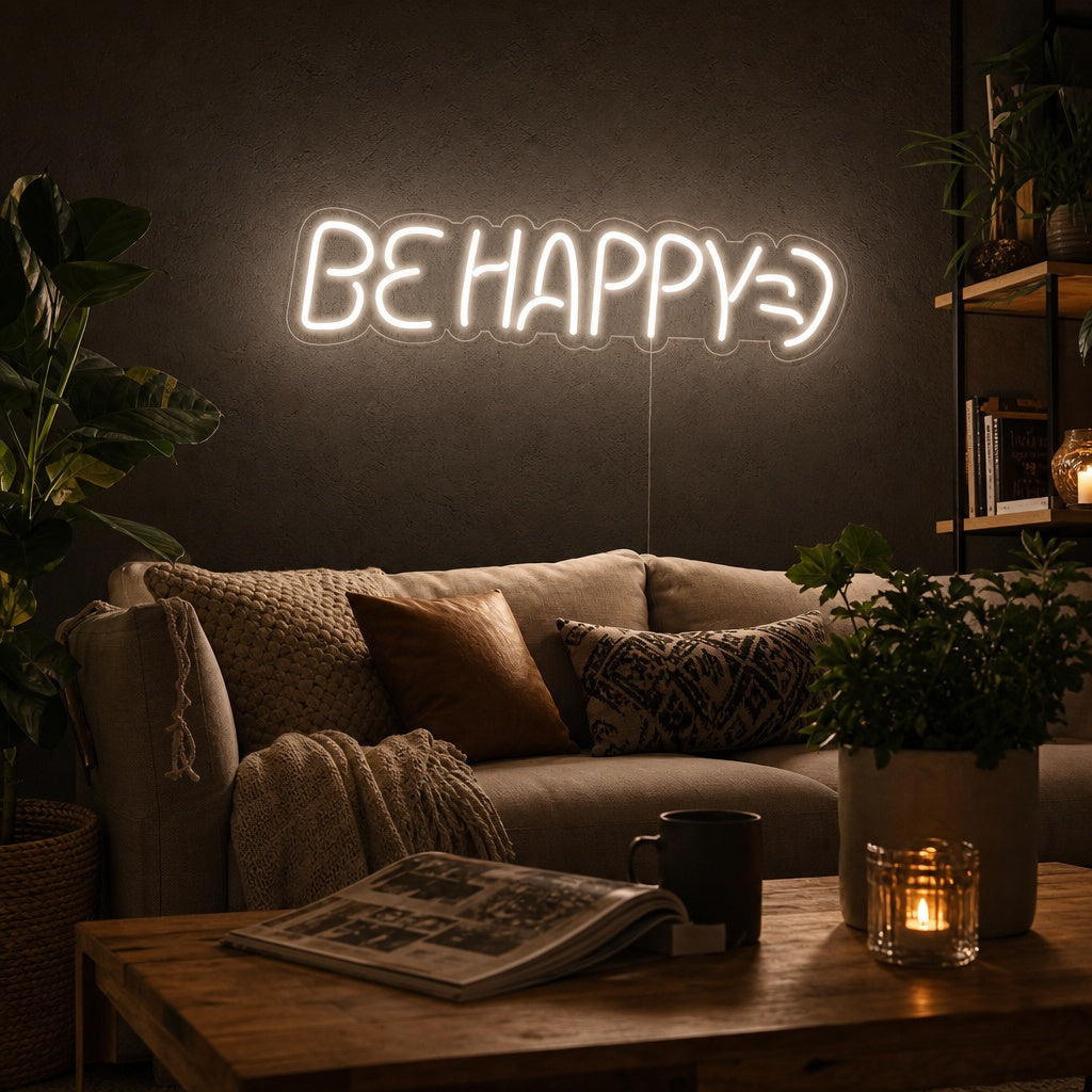 "Be Happy" Insegna al neon