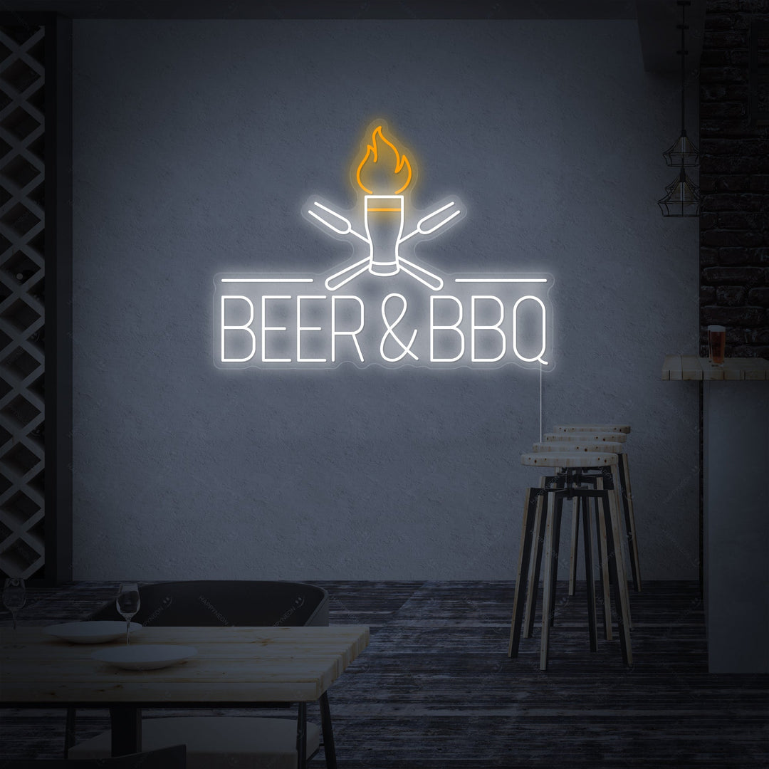 "Beer And BBQ" Insegna al neon