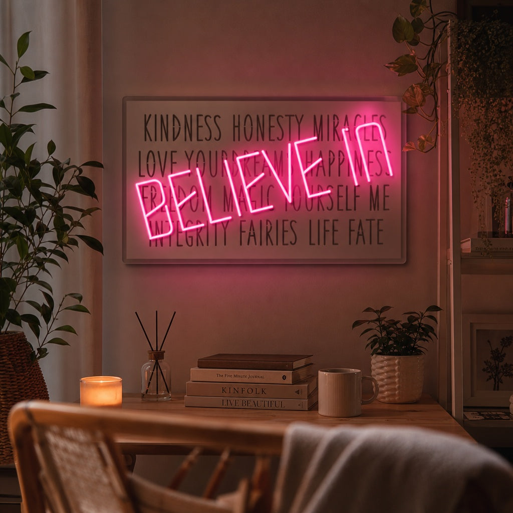"Believe In" Insegna al neon