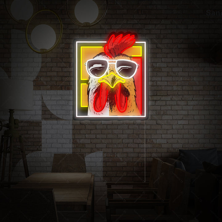 "Pollo gallina gallo" Insegna al neon