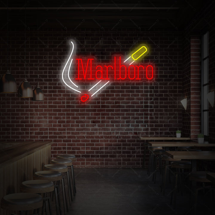 Insegna neon LED Marlboro Logo con sigaretta