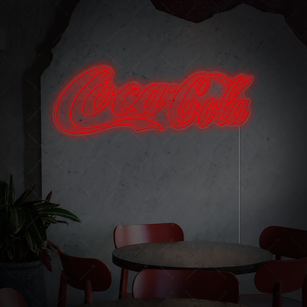 Insegna neon rossa Coca-Cola script logo