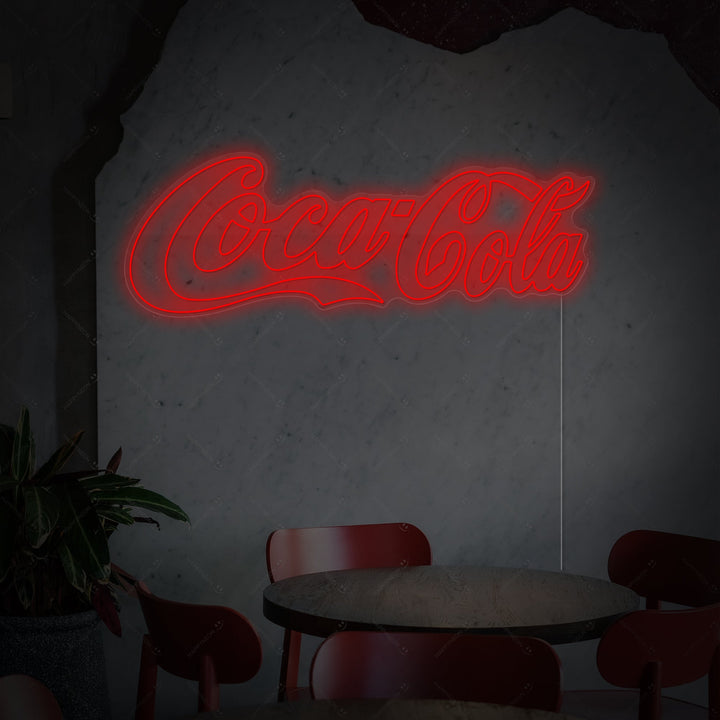 Insegna neon rossa Coca-Cola script logo