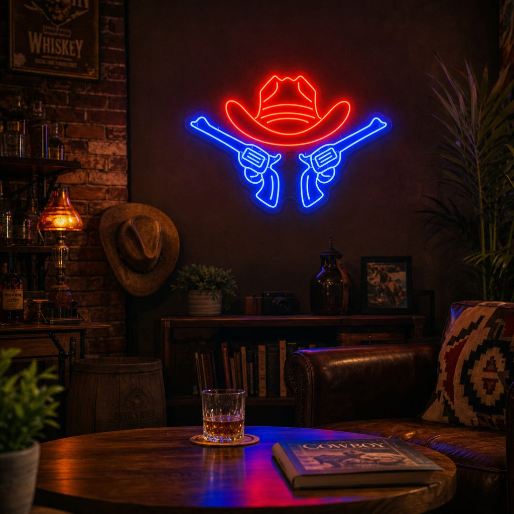"Cappello da cowboy" Insegna al neon