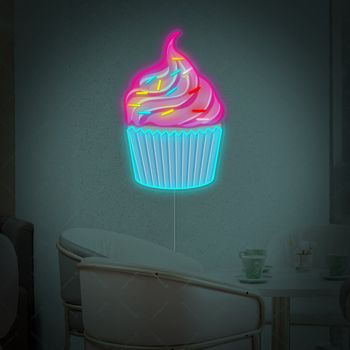 "Cupcake con zuccherini colorati" Insegna al neon