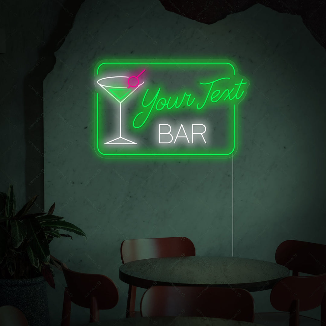 "Custom Cocktails Bar" Insegna al neon