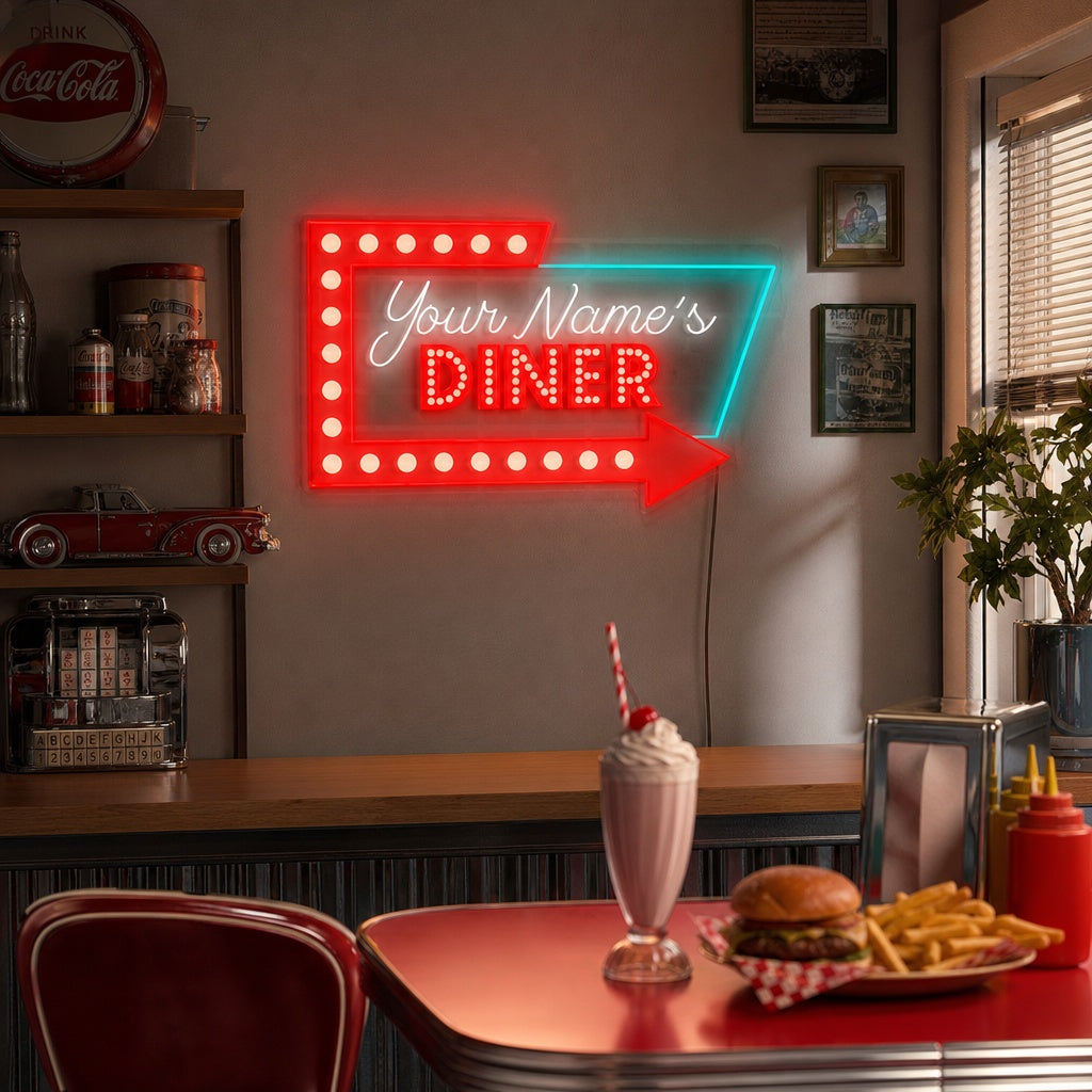 "Logo personalizzato della tavola calda" Insegna al neon