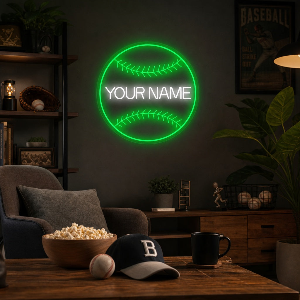 "Nome personalizzato Baseball" Insegna al neon