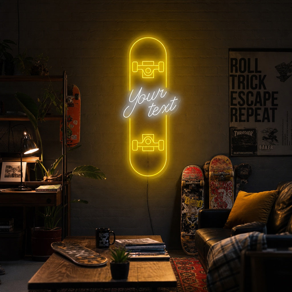 "Skateboard personalizzato" Insegna al neon