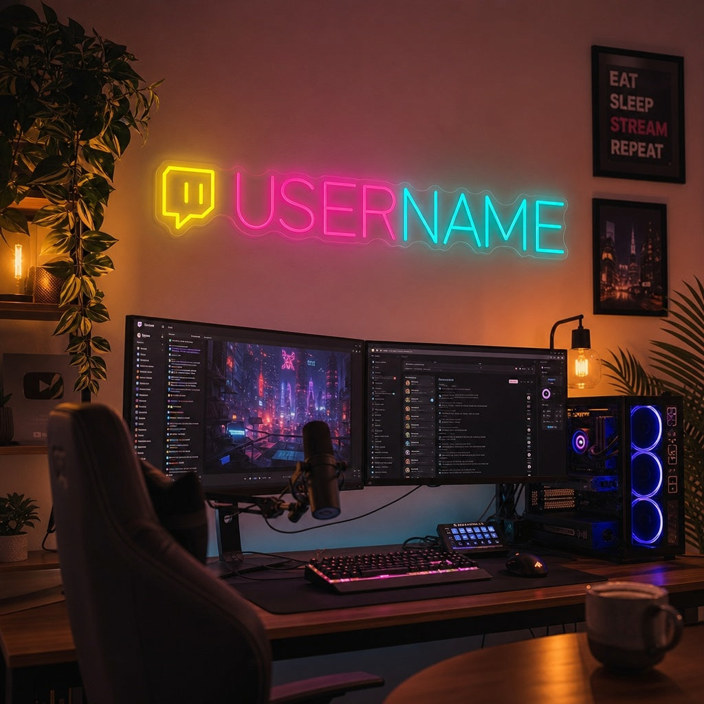 "Logo Twitch personalizzato" Insegna al neon