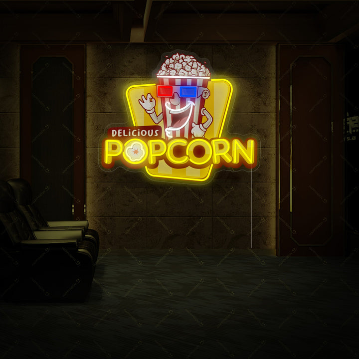 "Delicious Popcorn" Insegna al neon