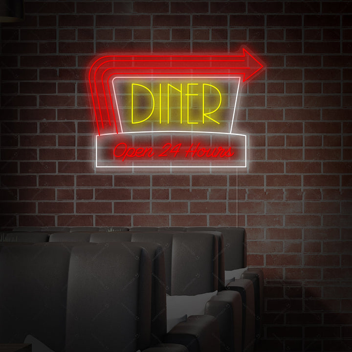 "Diner Open 24 Hours" Insegna al neon