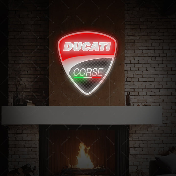 Ducati Corse Insegna al Neon, Ducati Insegna LED, Ducati Decorazione Garage