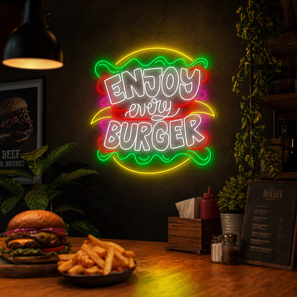"Enjoy Every Burger" Insegna al neon