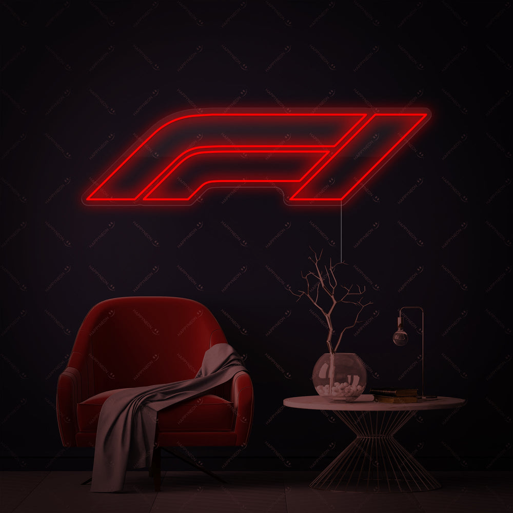 Logo Formula 1 rosso in insegna neon LED per sala hobby