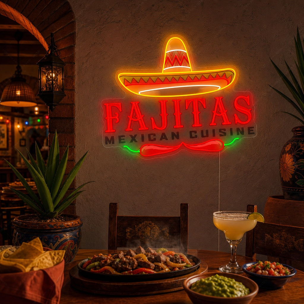 "Fajitas Mexican Cuisine" Insegna al neon