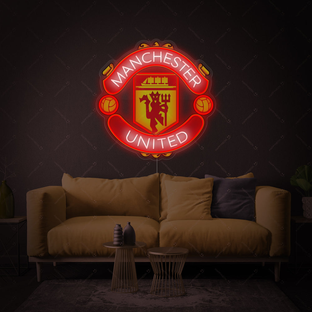 Insegna neon LED Manchester United logo rosso per tifosi