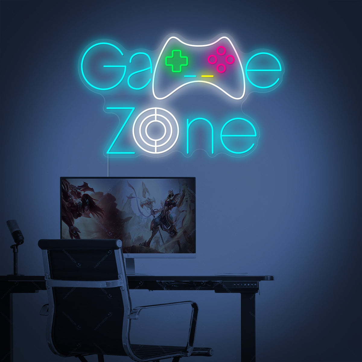 Neon LED scritta “Game Zone” con controller