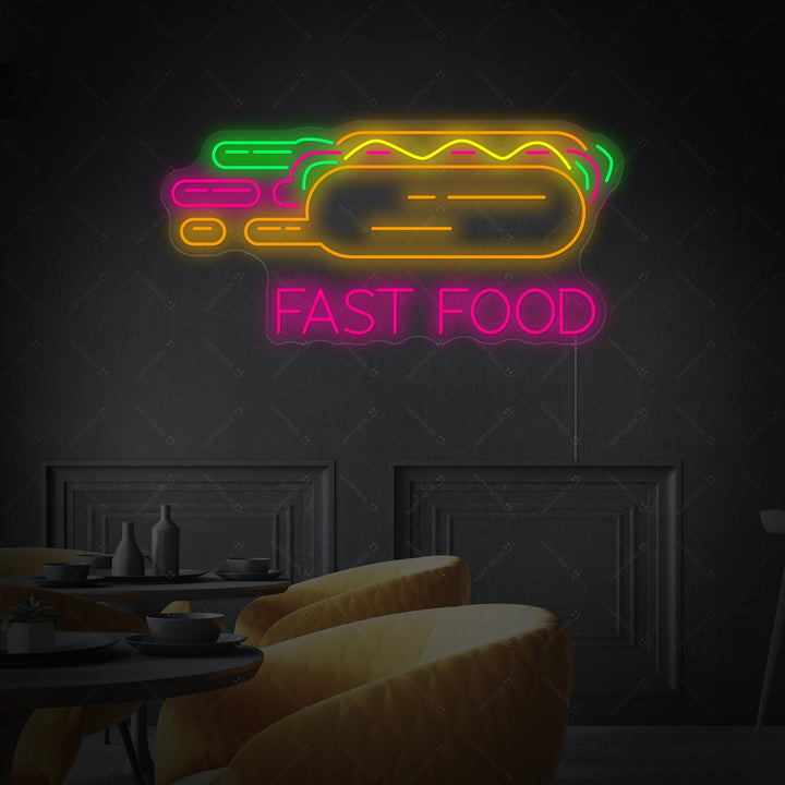 "Hot Dog Fast Food" Insegna al neon