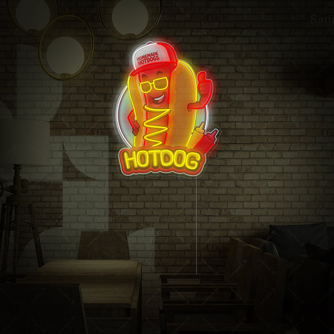 "Hotdog Mascotte" Insegna al neon