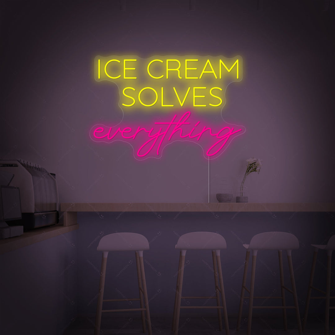 "Ice Cream Solves Everything" Insegna al neon