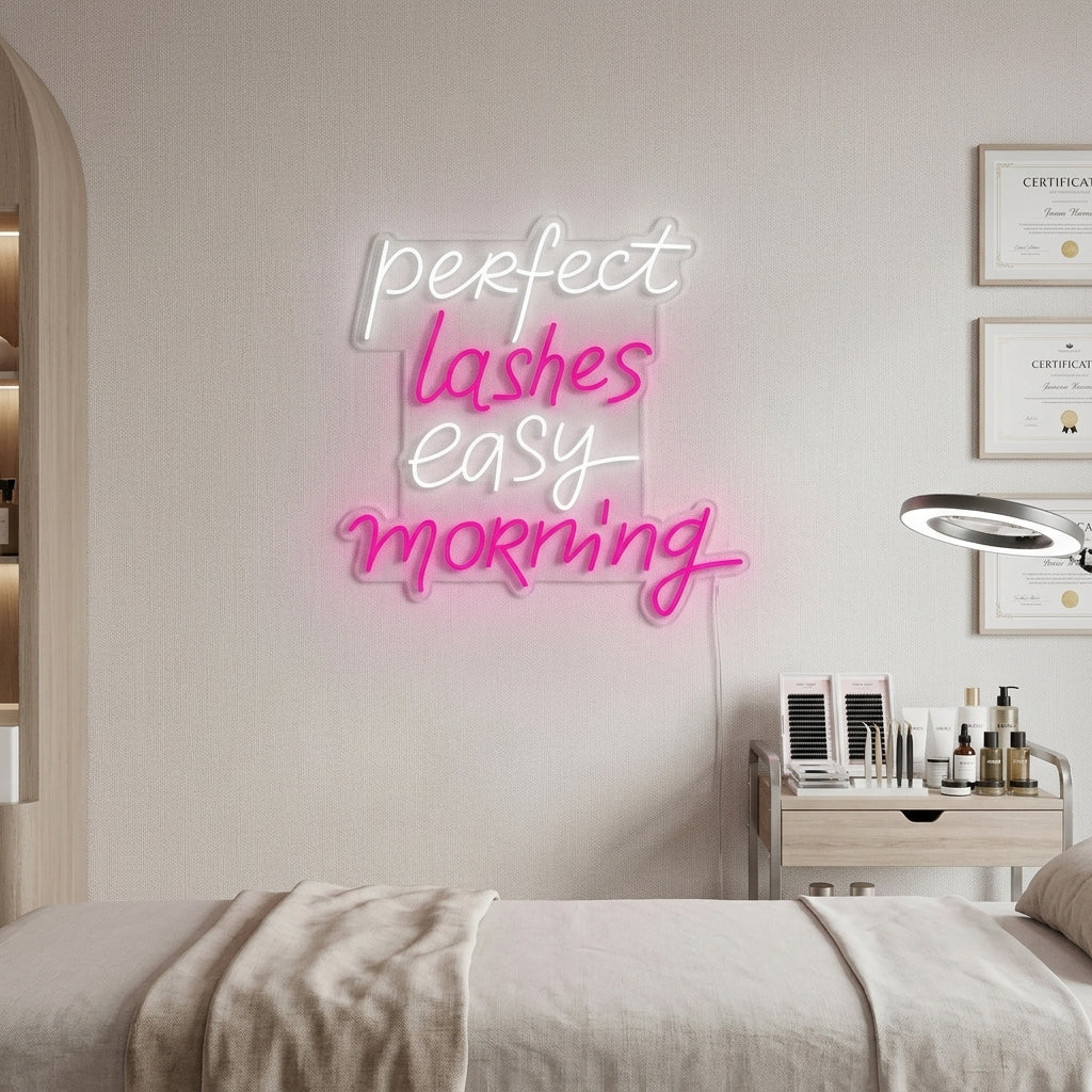 "Perfect Lashes Easy Morning" Insegna al neon