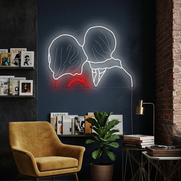 "Gli Amanti Rene Magritte" Insegna al neon