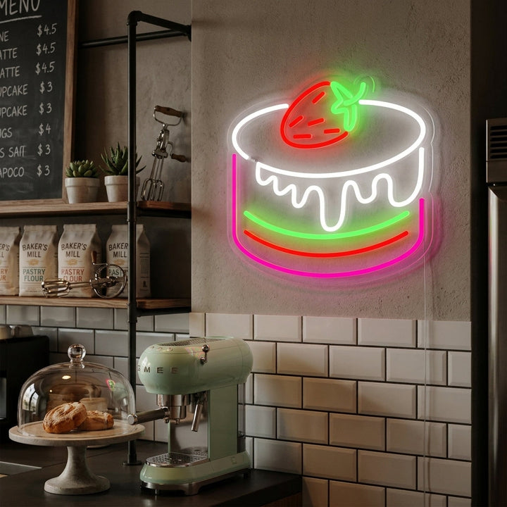 "Torta Alla Fragola Cafe Bakery" Insegna al neon