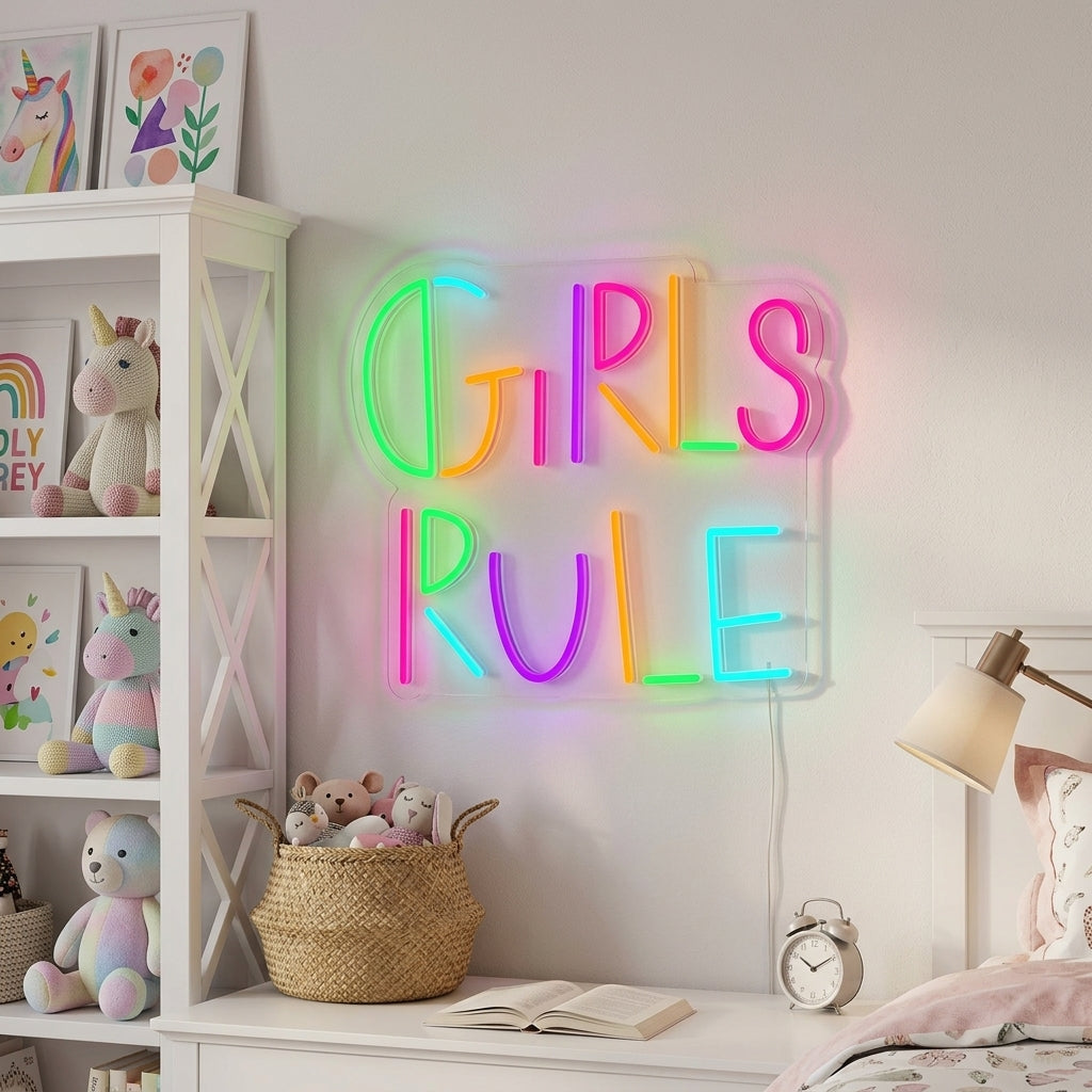 "Girls Rule, Decorazione Per La Camera Dei Bambini" Insegna al neon