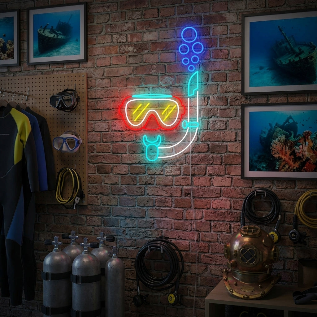 "Immersione Maschera Snorkel" Insegna al neon