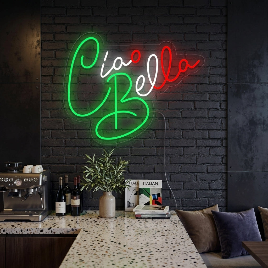 "Ciao Bella Hello Beautiful" Insegna al neon