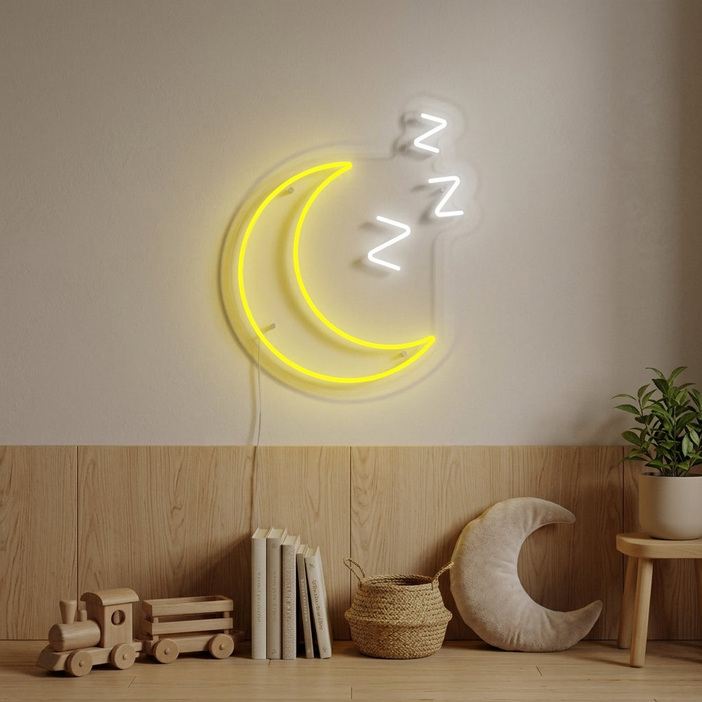 "Luna Addormentata Con Zzz, Decorazione Camera Dei Bambini" Insegna al neon