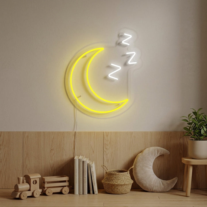 "Luna Addormentata Con Zzz, Decorazione Camera Dei Bambini" Insegna al neon