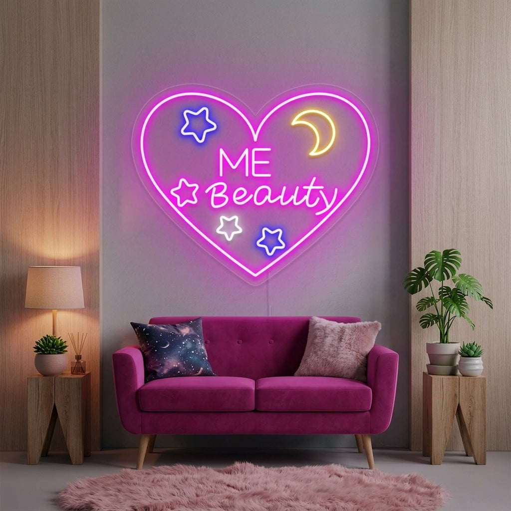 "Cuore, Amore, Me Beauty" Insegna al neon