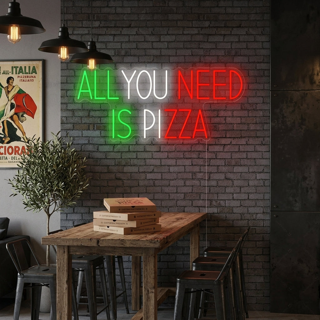 "All You Need Is Pizza" Insegna al neon