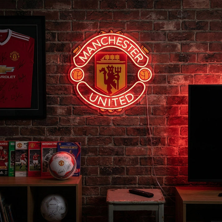 Insegna neon LED Manchester United logo rosso per tifosi